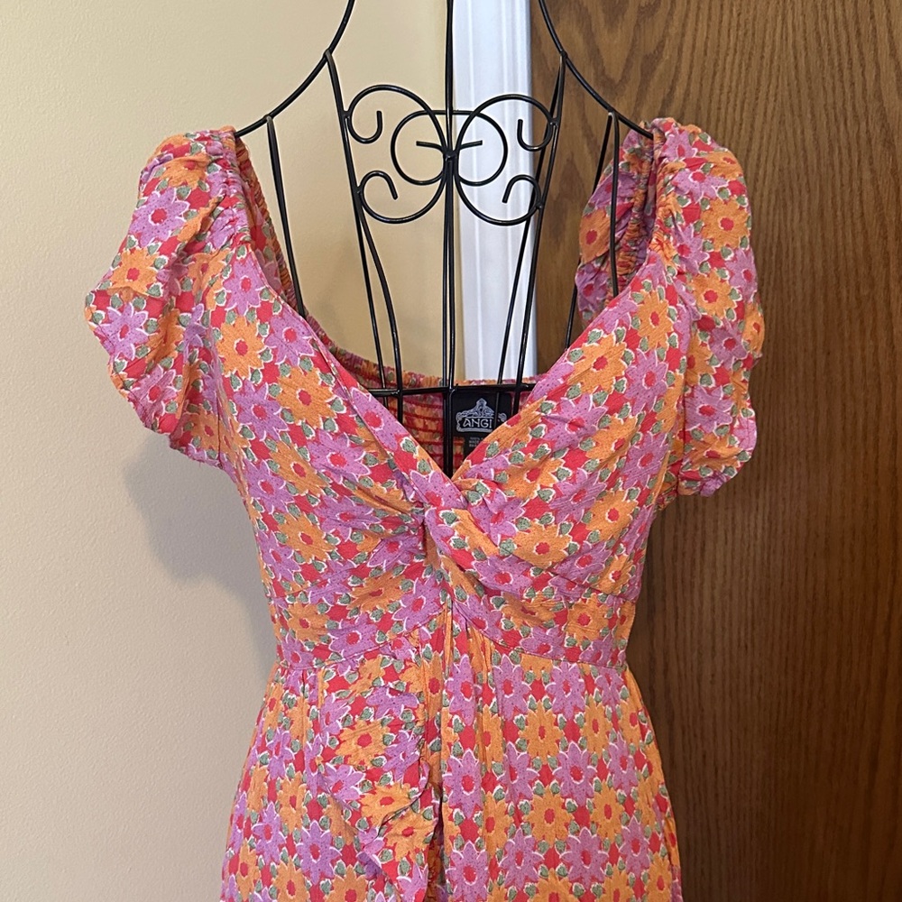 Angie Floral Pink Ruffle Dress - Picture 3 of 9